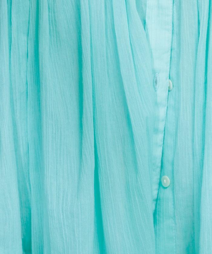 印度棉縐克雷普無袖喇叭袖上衣