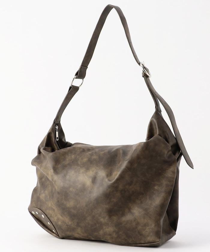 皮質圓形鉚釘肩揹包