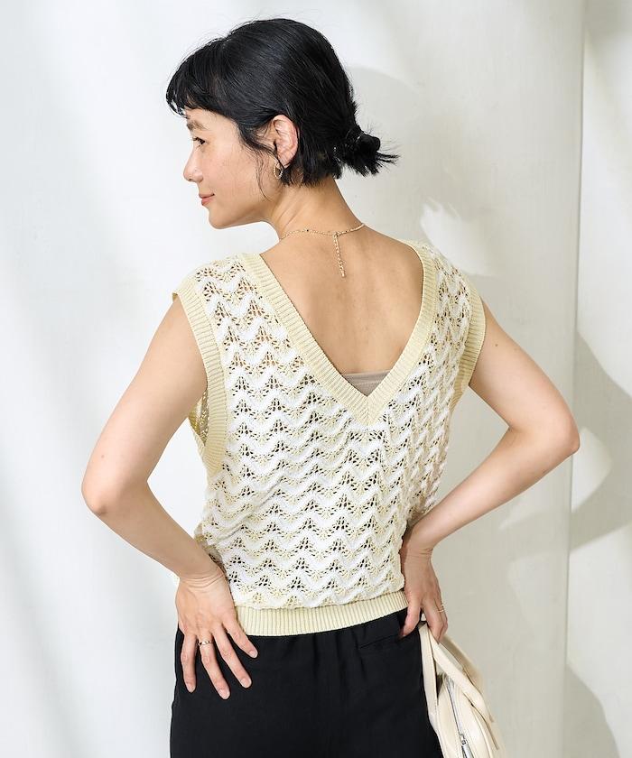 2WAY 夏季 印花針織馬甲/ 透視針織馬甲