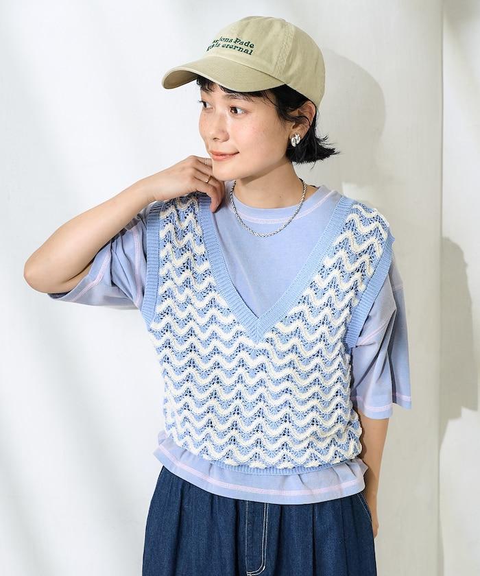 2WAY 夏季 印花針織馬甲/ 透視針織馬甲