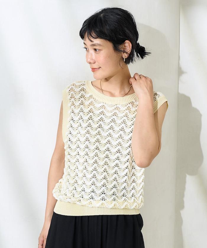 2WAY 夏季 印花針織馬甲/ 透視針織馬甲