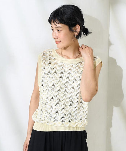 2WAY 夏季 印花針織馬甲/ 透視針織馬甲