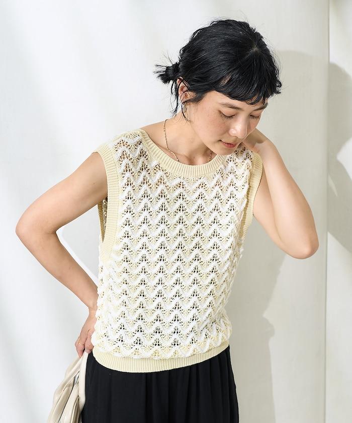 2WAY 夏季 印花針織馬甲/ 透視針織馬甲