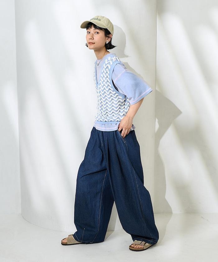 2WAY 夏季 印花針織馬甲/ 透視針織馬甲