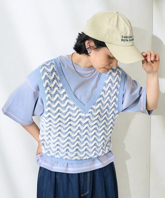 2WAY 夏季 印花針織馬甲/ 透視針織馬甲