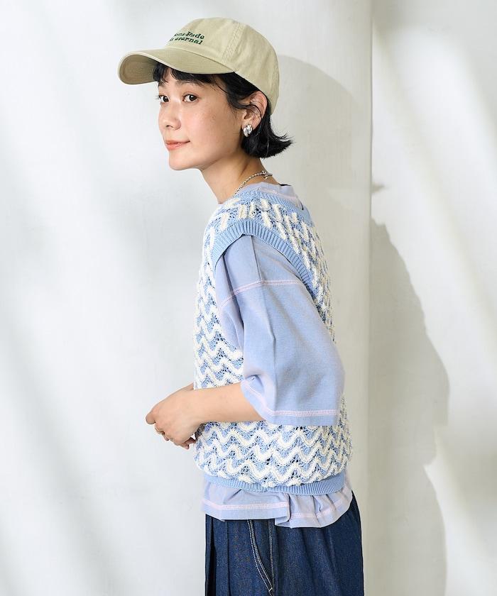 2WAY 夏季 印花針織馬甲/ 透視針織馬甲