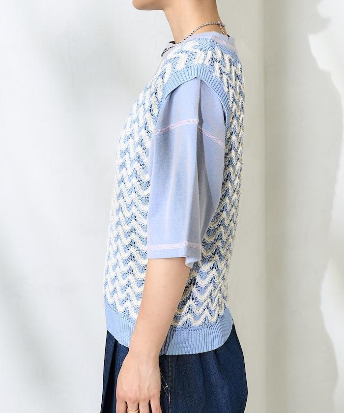 2WAY 夏季 印花針織馬甲/ 透視針織馬甲