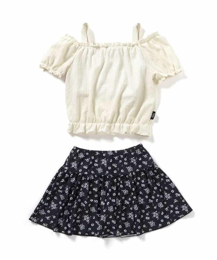 泡泡袖花卉圖案連體泳裝2件套_a