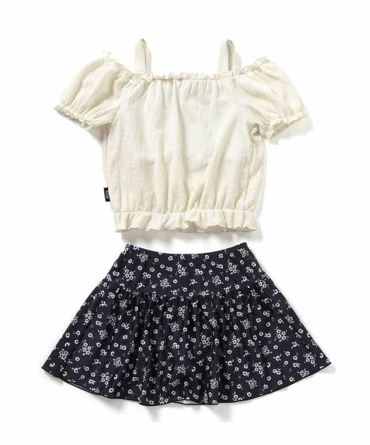 泡泡袖花卉圖案連體泳裝2件套_a