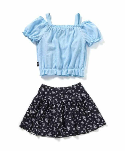 泡泡袖花卉圖案連體泳裝2件套_a