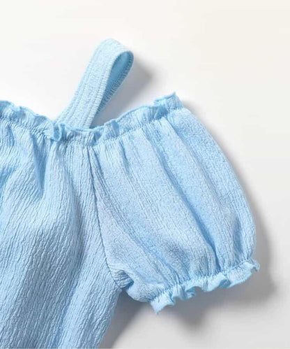 泡泡袖花卉圖案連體泳裝2件套_a