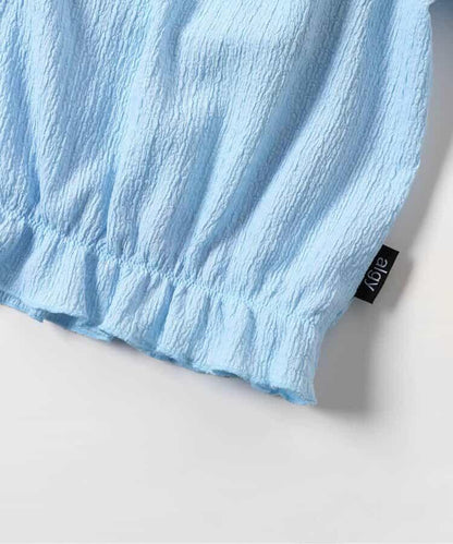 泡泡袖花卉圖案連體泳裝2件套_a