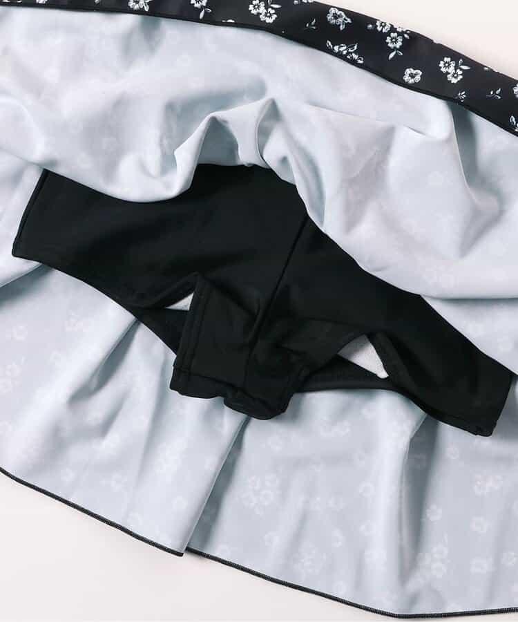 泡泡袖花卉圖案連體泳裝2件套_a