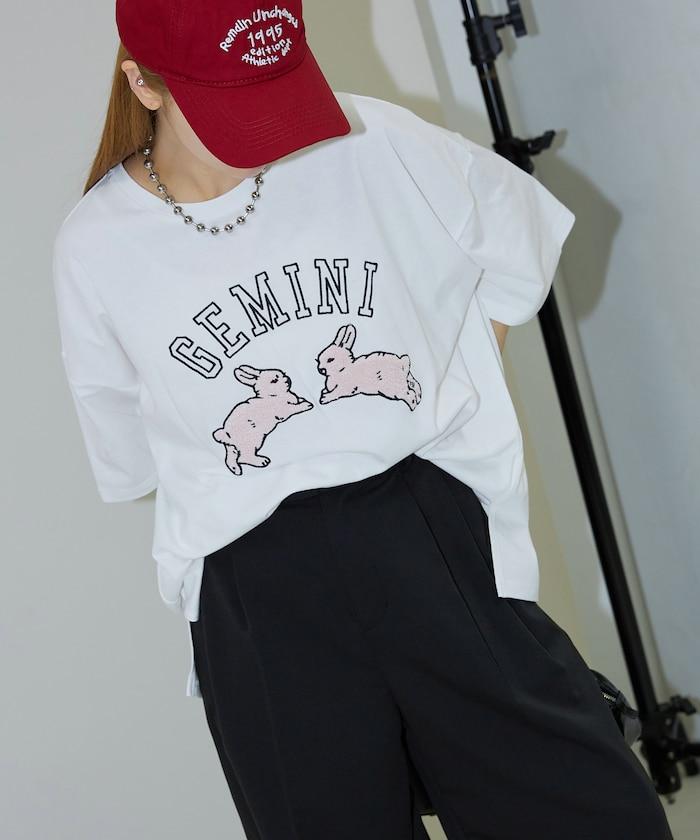 兔子 相良刺繡oversize T恤