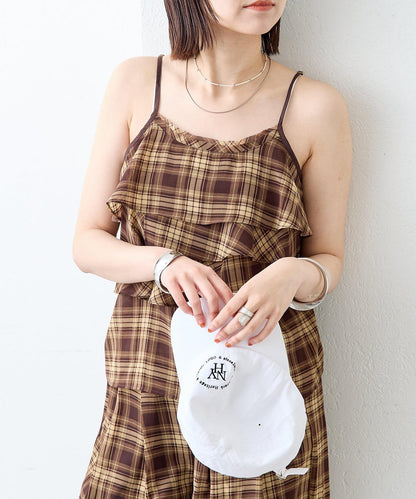 格紋荷葉邊吊帶衫