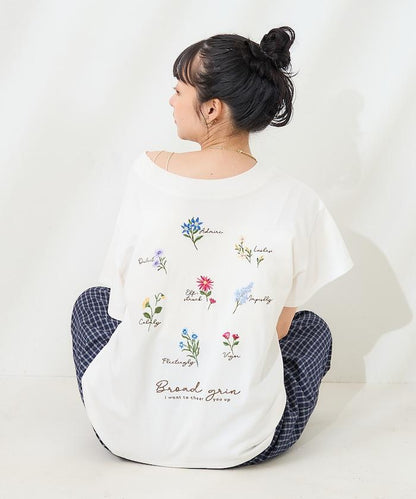 花刺繡T恤