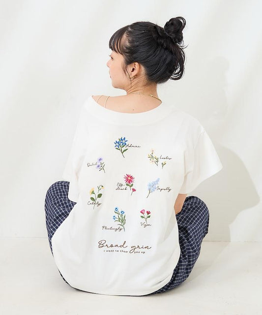 花刺繡T恤