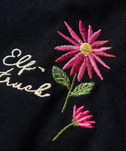 花刺繡T恤