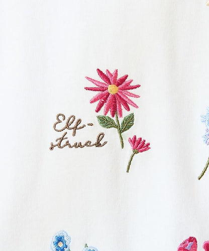 花刺繡T恤