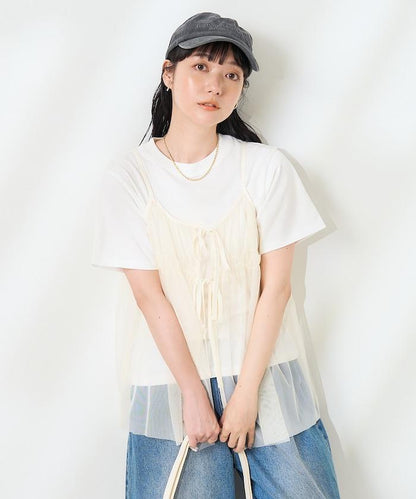 【套裝商品】蕾絲吊帶背心 T恤套裝