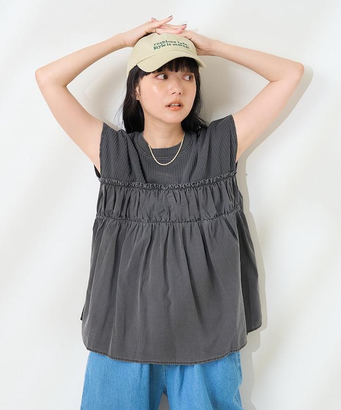 軍裝風肋紋混色法式短袖T恤