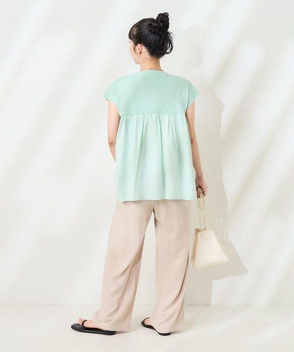 軍裝風肋紋混色法式短袖T恤