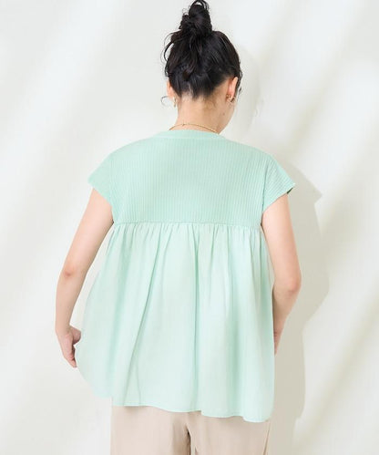 軍裝風肋紋混色法式短袖T恤