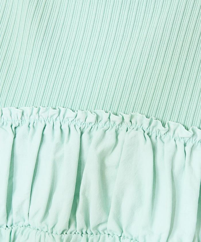 軍裝風肋紋混色法式短袖T恤