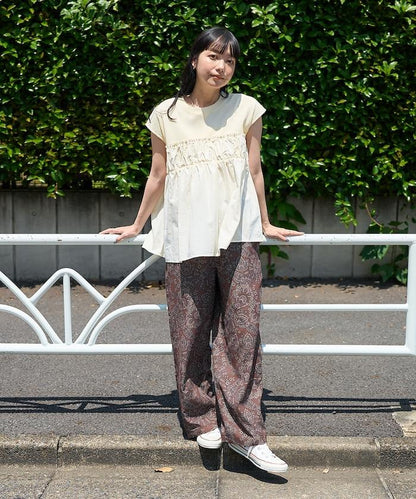 軍裝風肋紋混色法式短袖T恤