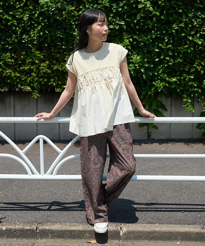 軍裝風肋紋混色法式短袖T恤