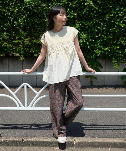 軍裝風肋紋混色法式短袖T恤