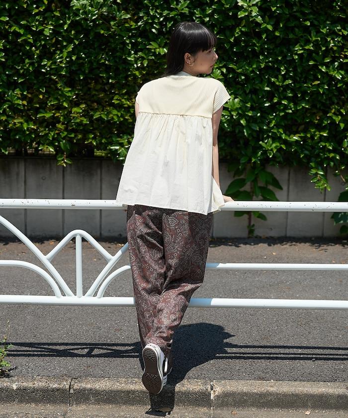 軍裝風肋紋混色法式短袖T恤