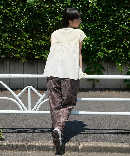 軍裝風肋紋混色法式短袖T恤