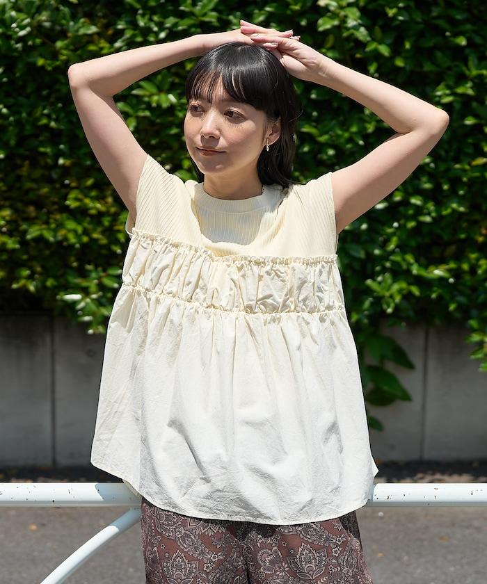 軍裝風肋紋混色法式短袖T恤