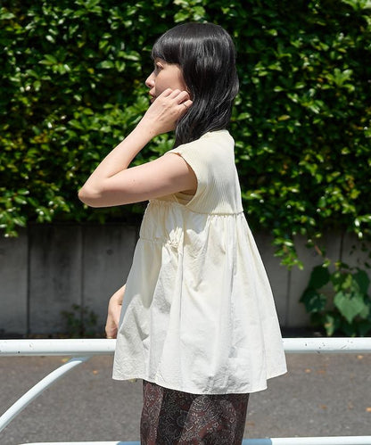 軍裝風肋紋混色法式短袖T恤