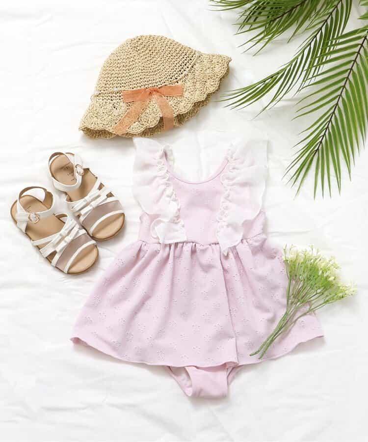 後蝴蝶結蕾絲連衣裙泳裝