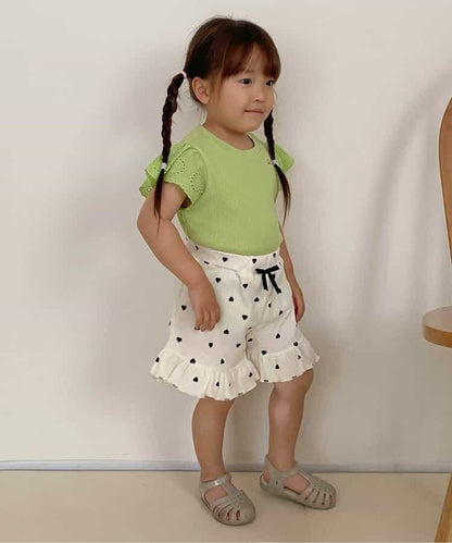 華夫餅蕾絲荷葉邊T恤