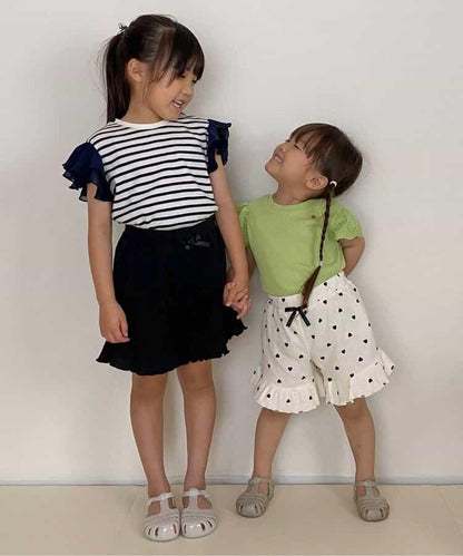 華夫餅蕾絲荷葉邊T恤