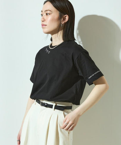 有機棉 心形 標誌刺繡T恤 / 圓領 單點標誌 刺繡短袖T恤