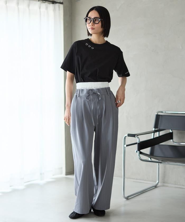 有機棉 心形 標誌刺繡T恤 / 圓領 單點標誌 刺繡短袖T恤