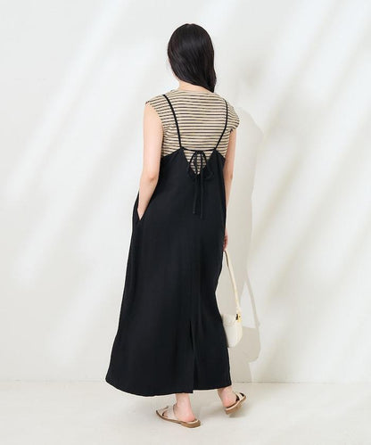 【套裝商品】亞麻粘膠 女士吊帶連衣裙 內搭套裝