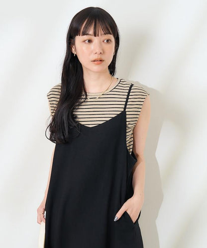 【套裝商品】亞麻粘膠 女士吊帶連衣裙 內搭套裝