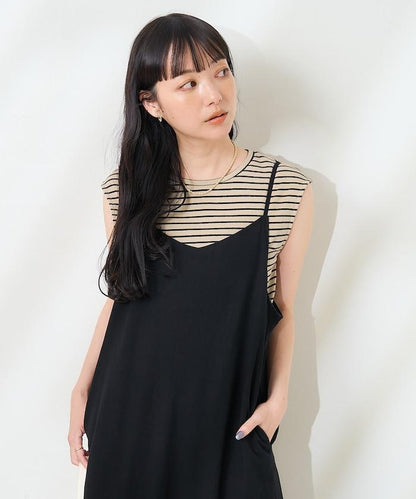 【套裝商品】亞麻粘膠 女士吊帶連衣裙 內搭套裝
