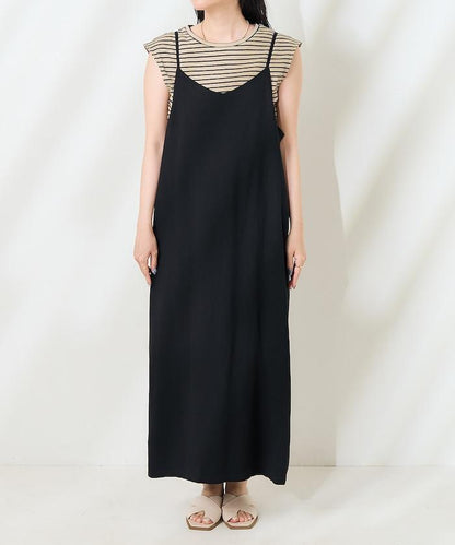 【套裝商品】亞麻粘膠 女士吊帶連衣裙 內搭套裝
