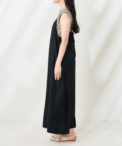 【套裝商品】亞麻粘膠 女士吊帶連衣裙 內搭套裝