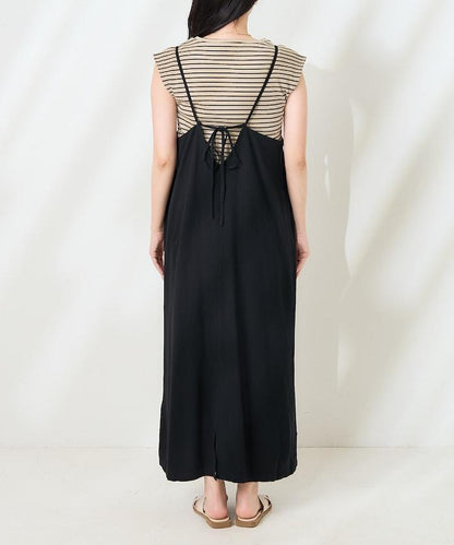 【套裝商品】亞麻粘膠 女士吊帶連衣裙 內搭套裝