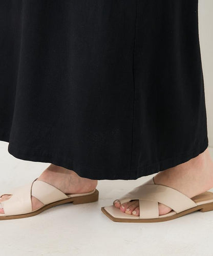 【套裝商品】亞麻粘膠 女士吊帶連衣裙 內搭套裝
