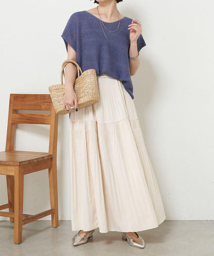 法式寬袖網眼針織衫