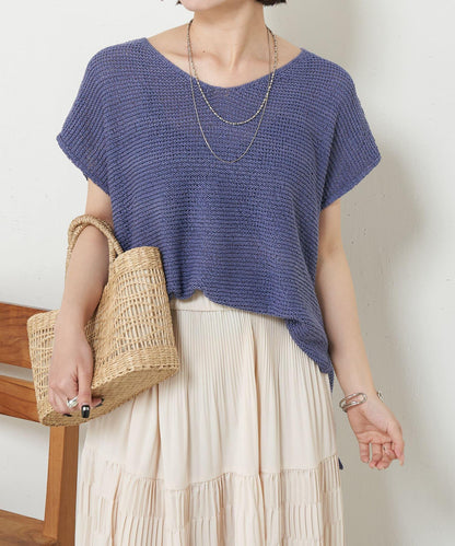 法式寬袖網眼針織衫