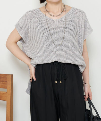 法式寬袖網眼針織衫
